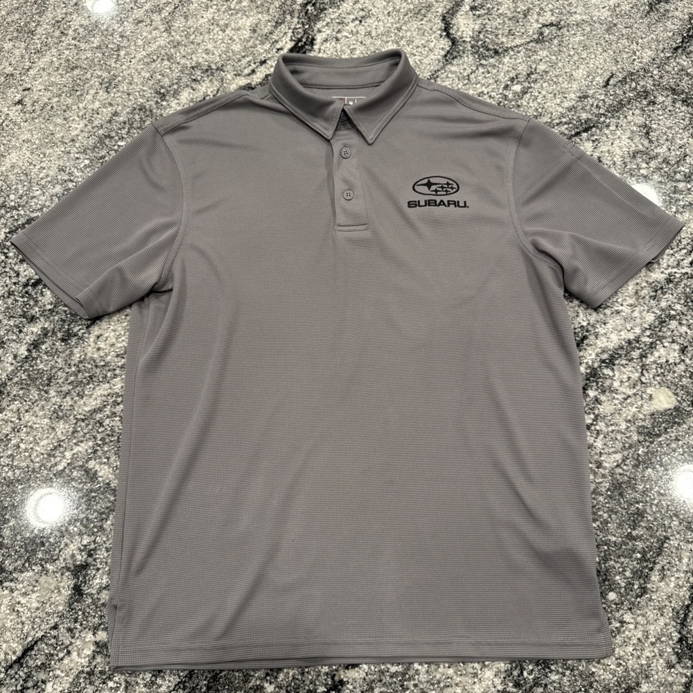 Mens Red Kap Gray Subaru Polo Shirt Size Medium Casual Work Dressed Up #999